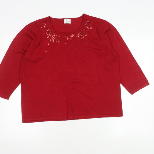 Eastex Red Women's Jumper, Size 18, Sequin Accent