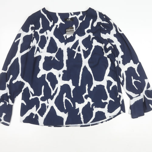 Wallis Women's Blue Animal Print Blouse, Size 12, NWT