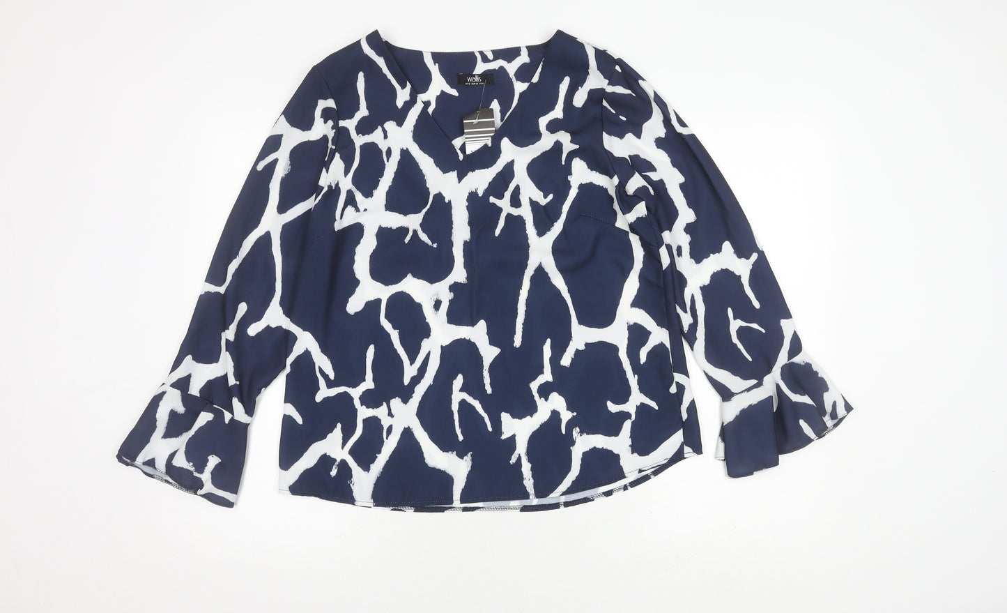 Wallis Women's Blue Animal Print Blouse, Size 12, NWT