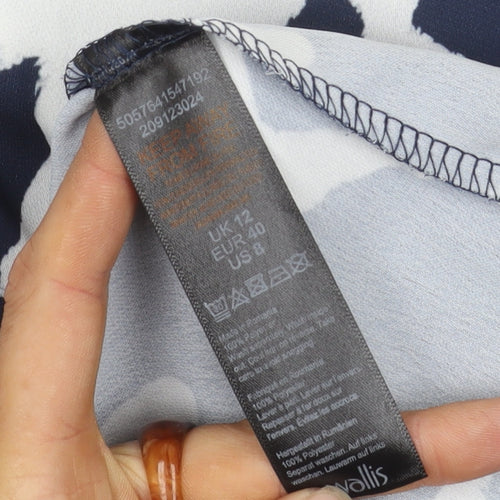 Wallis Women's Blue Animal Print Blouse, Size 12, NWT