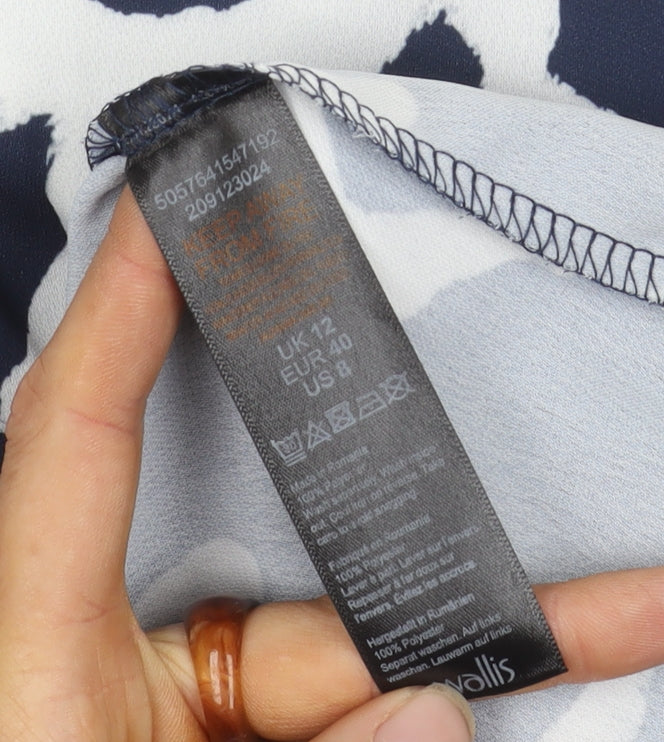 Wallis Women's Blue Animal Print Blouse, Size 12, NWT