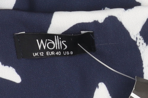 Wallis Women's Blue Animal Print Blouse, Size 12, NWT