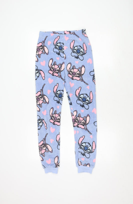 Primark Girls Blue Stitch Fleece Pyjama Pants 11-12 Years