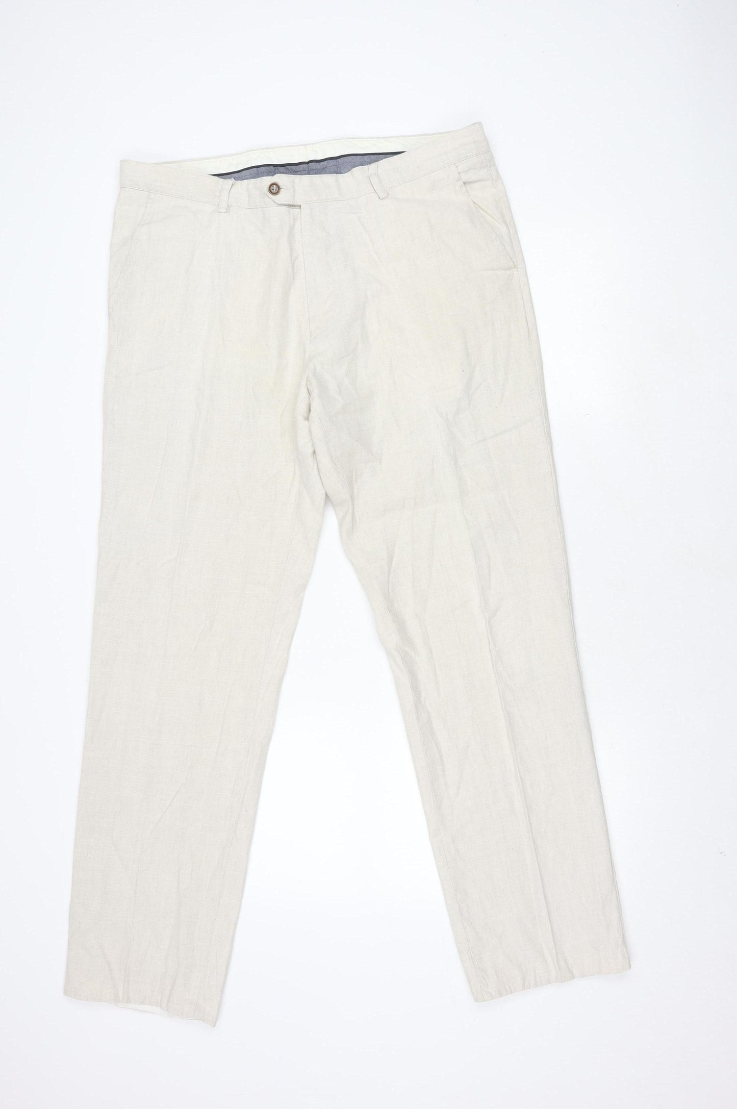John Lewis Men's White Linen Blend Trousers 38S