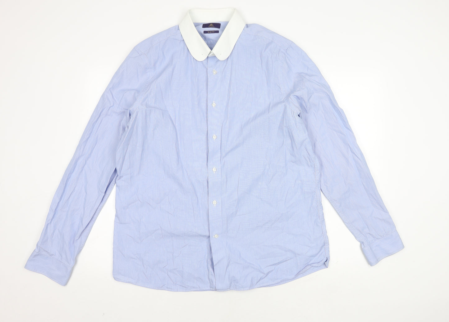Next Men's Blue Slim Fit Long Sleeve Shirt