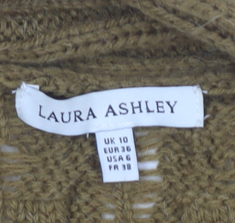 Laura Ashley Women's Brown Cable-Knit Cardigan Size 10