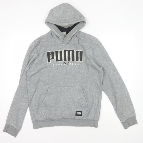 Puma Men's Grey Pullover Hoodie S - Graphic Print Comfort