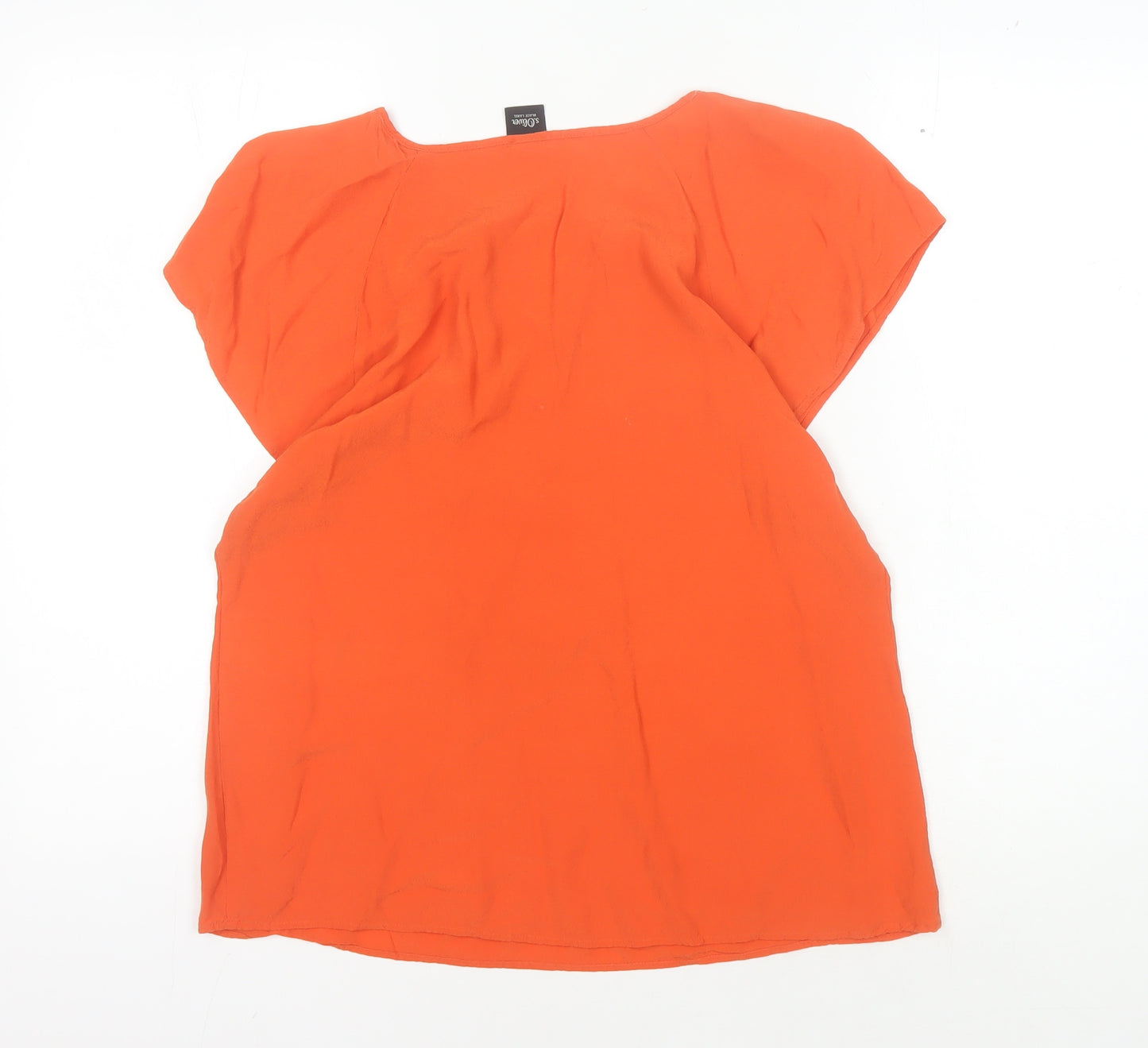 s.Oliver Women's Orange Blouse, Size 14, Casual Short Sleeve