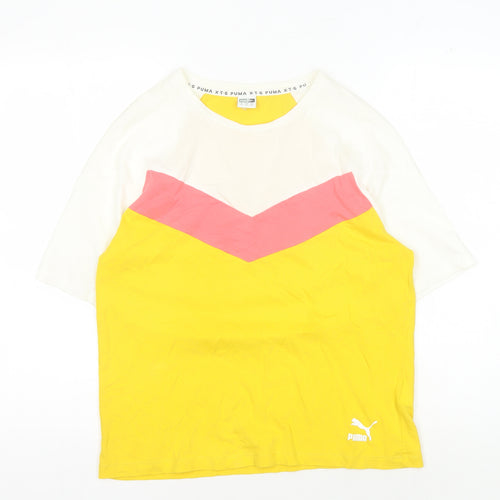 Puma Unisex Colourblock T-Shirt Yellow M