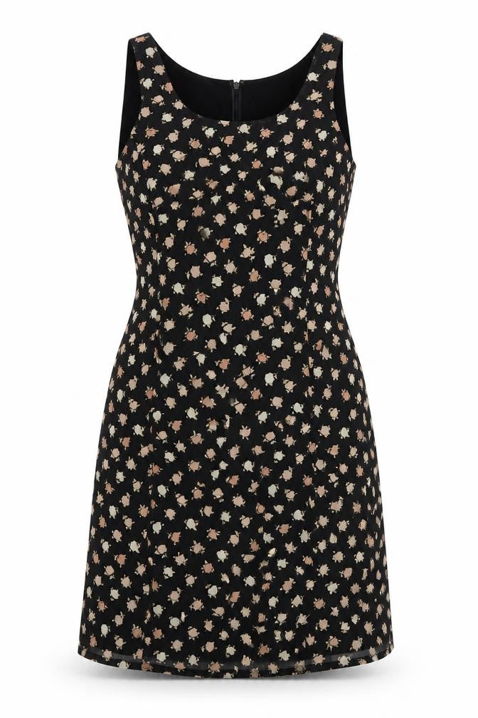 Front view of Jaeger Women's Black Floral Sheath Dress, size 12