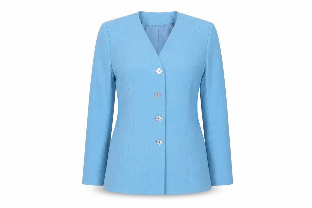 Front view of Eastex Women's Blue Suit Jacket, size 10