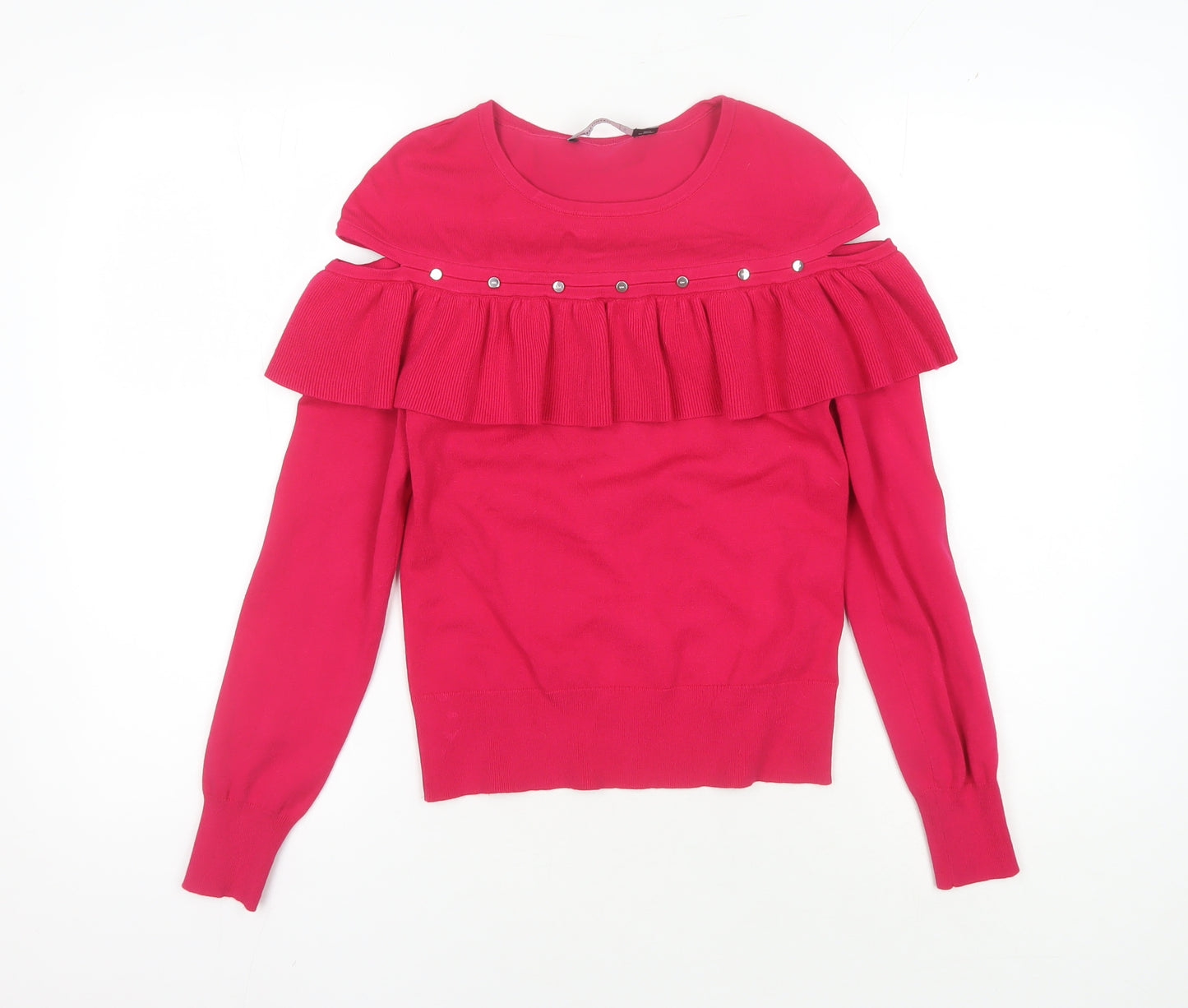 Karen Millen Women's Red Cold Shoulder Pullover Jumper S