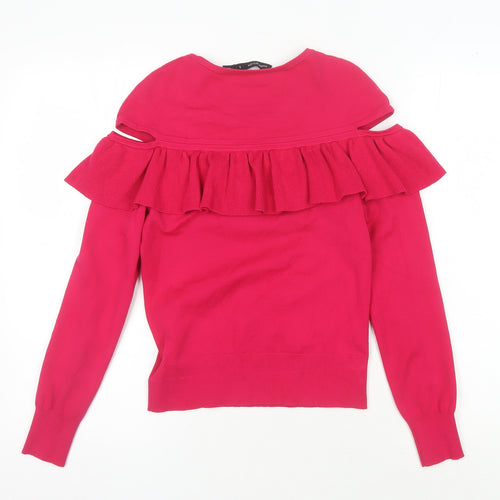 Karen Millen Women's Red Cold Shoulder Pullover Jumper S