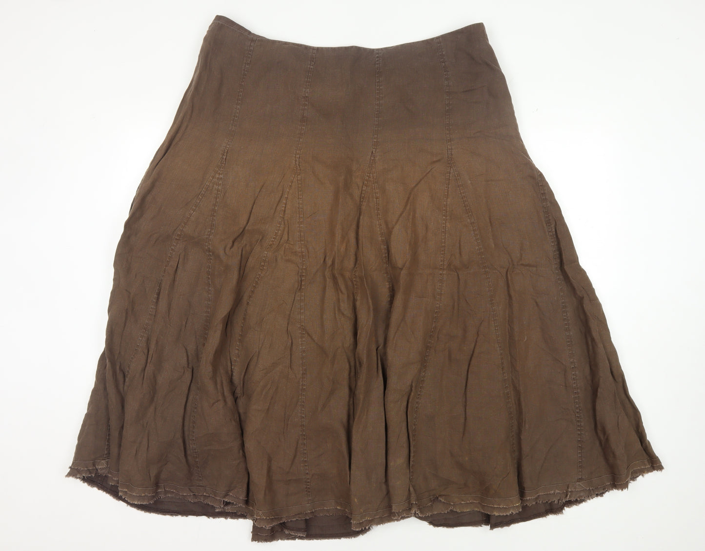 Boden Women's Brown Flare Skirt Size 18 Linen