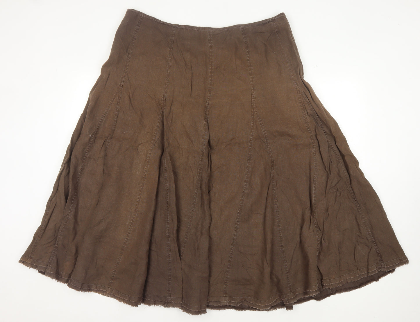 Boden Women's Brown Flare Skirt Size 18 Linen