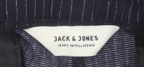 Jack & Jones Men's Blue Striped Trousers Size 34