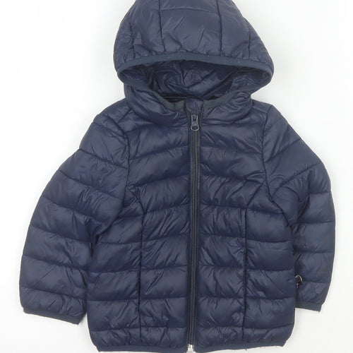 Benetton Boys Blue Puffer Jacket 1 Year Winter Hooded