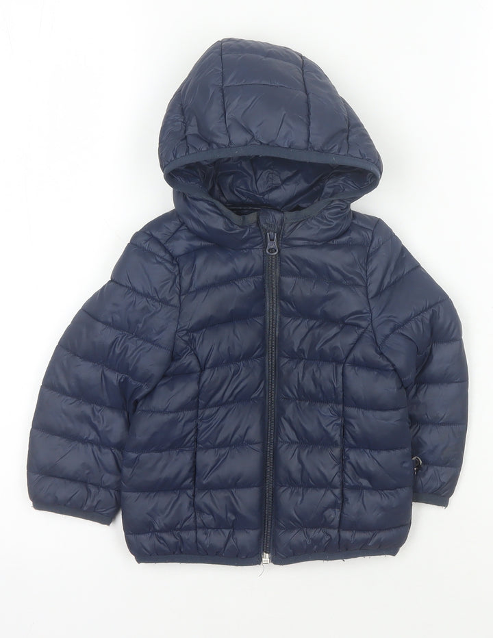 Benetton Boys Blue Puffer Jacket 1 Year Winter Hooded