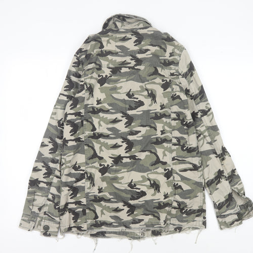 River Island Women's Green Camouflage Military Jacket, Size 8