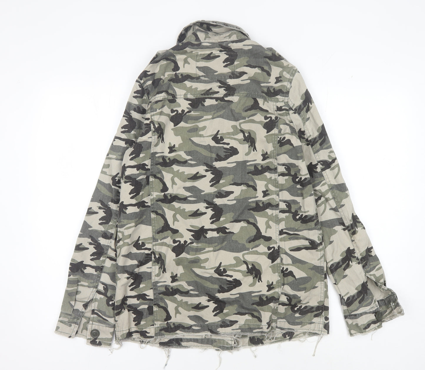 River Island Women's Green Camouflage Military Jacket, Size 8