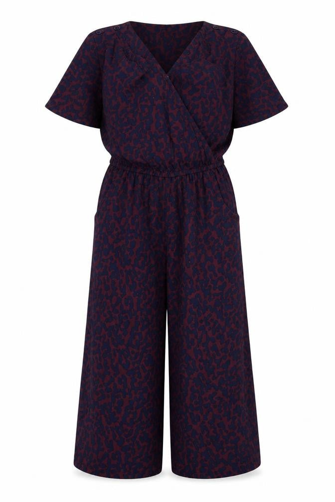 Front view of Next girls’ multicoloured animal print jumpsuit, size 7, years