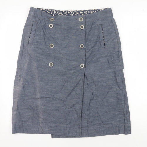 Next Women's Blue Cotton Button Skirt, Size 14