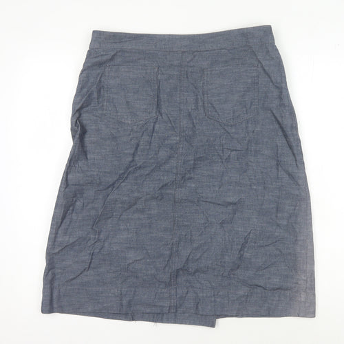 Next Women's Blue Cotton Button Skirt, Size 14