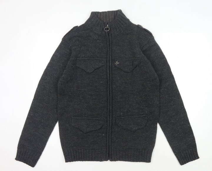 Ringspun Men's Black Full Zip Jumper M