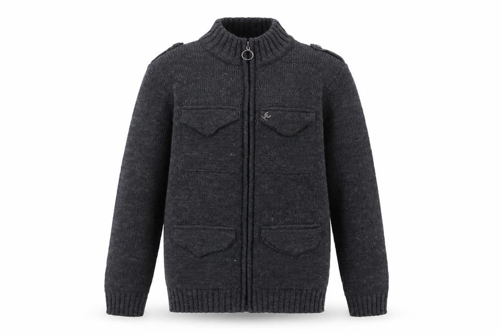 Front view of Ringspun Men's Black Full Zip Jumper M