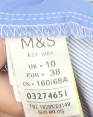 Marks and Spencer Women's Blue Striped Cropped Trousers