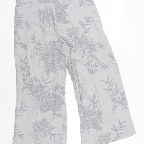 Marks and Spencer Grey Floral Trousers, Size 12, Women's