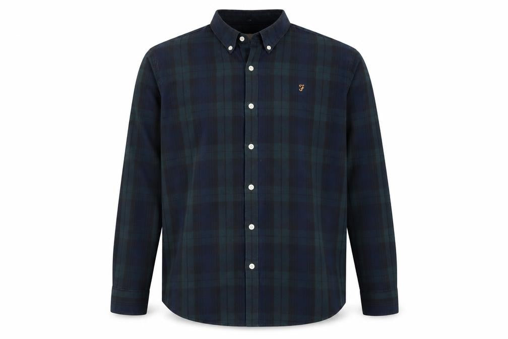 Front view of Farah Men Multicoloured Slim Fit Plaid Button-Up Shirt L