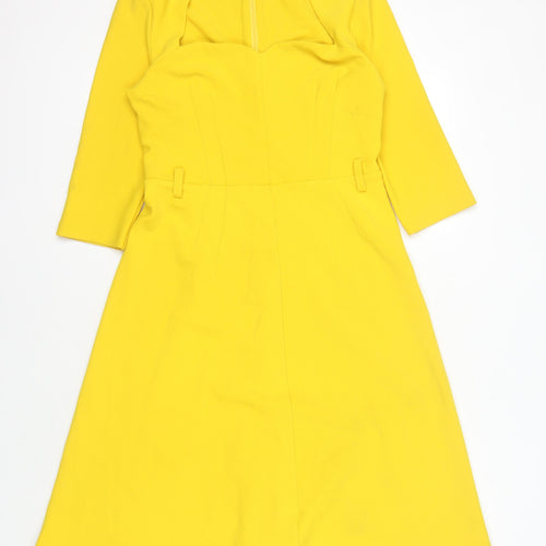 Karen Millen Women's Yellow Long Sleeve Dress, Size 12