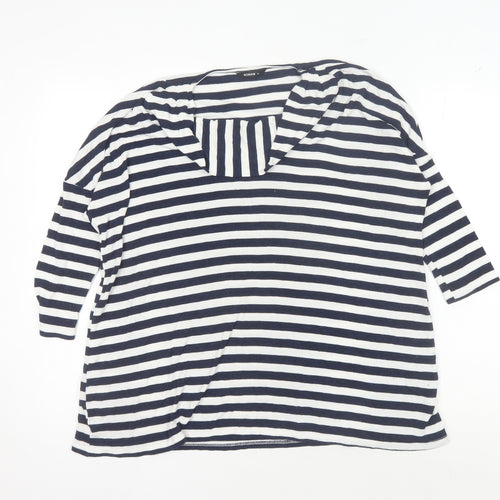 Roman Women’s Blue Striped V-Neck Top, Size 12