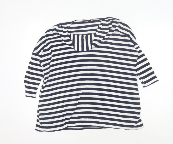 Roman Women’s Blue Striped V-Neck Top, Size 12
