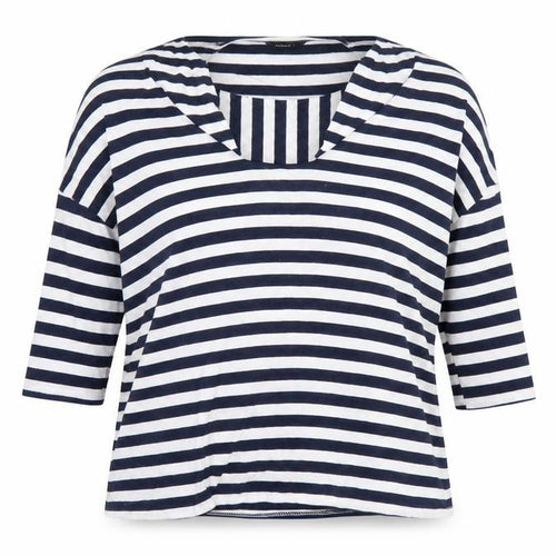 Roman Women’s Blue Striped V-Neck Top, Size 12