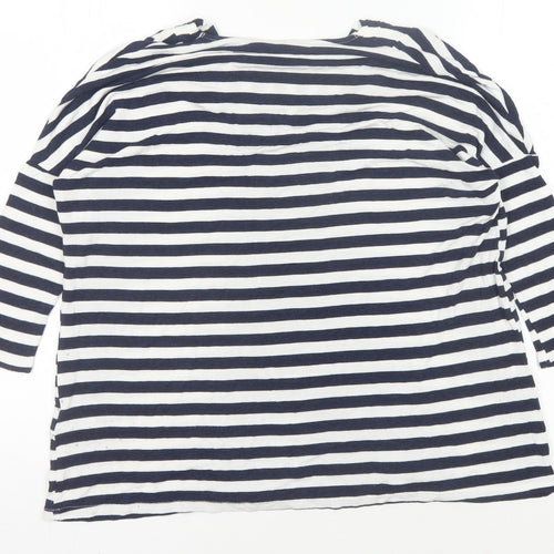 Roman Women’s Blue Striped V-Neck Top, Size 12