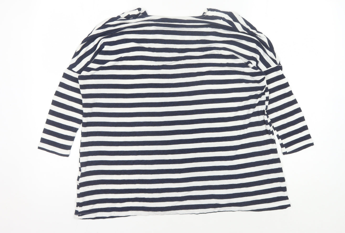 Roman Women’s Blue Striped V-Neck Top, Size 12