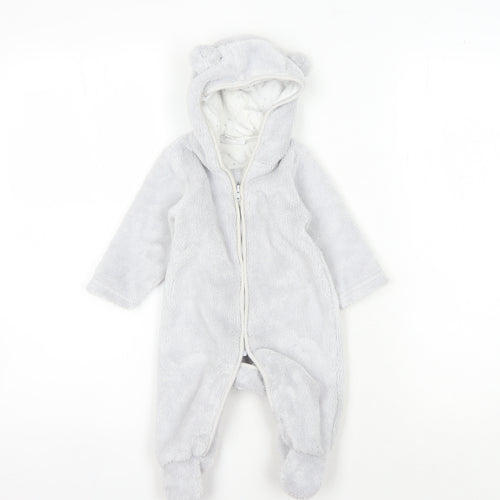 The Little White Company Grey Unisex Babygrow 3-6 Months