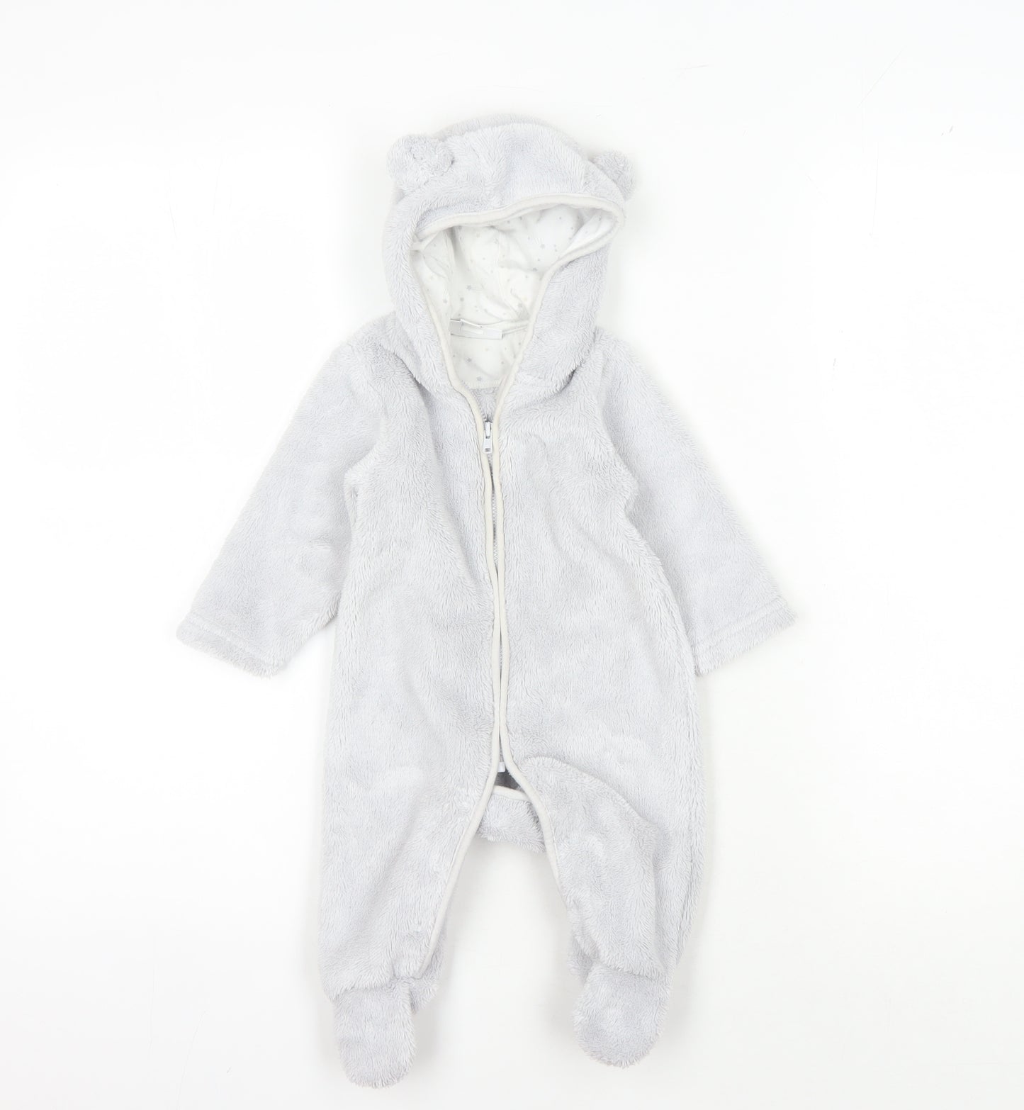The Little White Company Grey Unisex Babygrow 3-6 Months