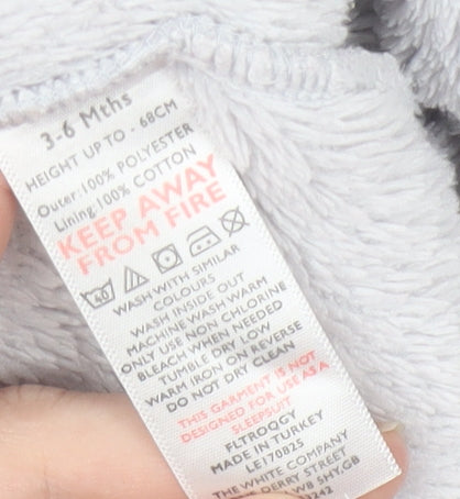 The Little White Company Grey Unisex Babygrow 3-6 Months