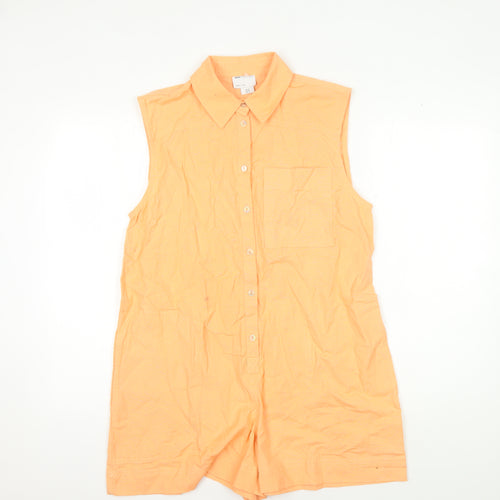 ASOS Design Women's Orange Sleeveless Collared Playsuit Size 6
