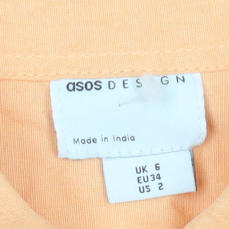 ASOS Design Women's Orange Sleeveless Collared Playsuit Size 6
