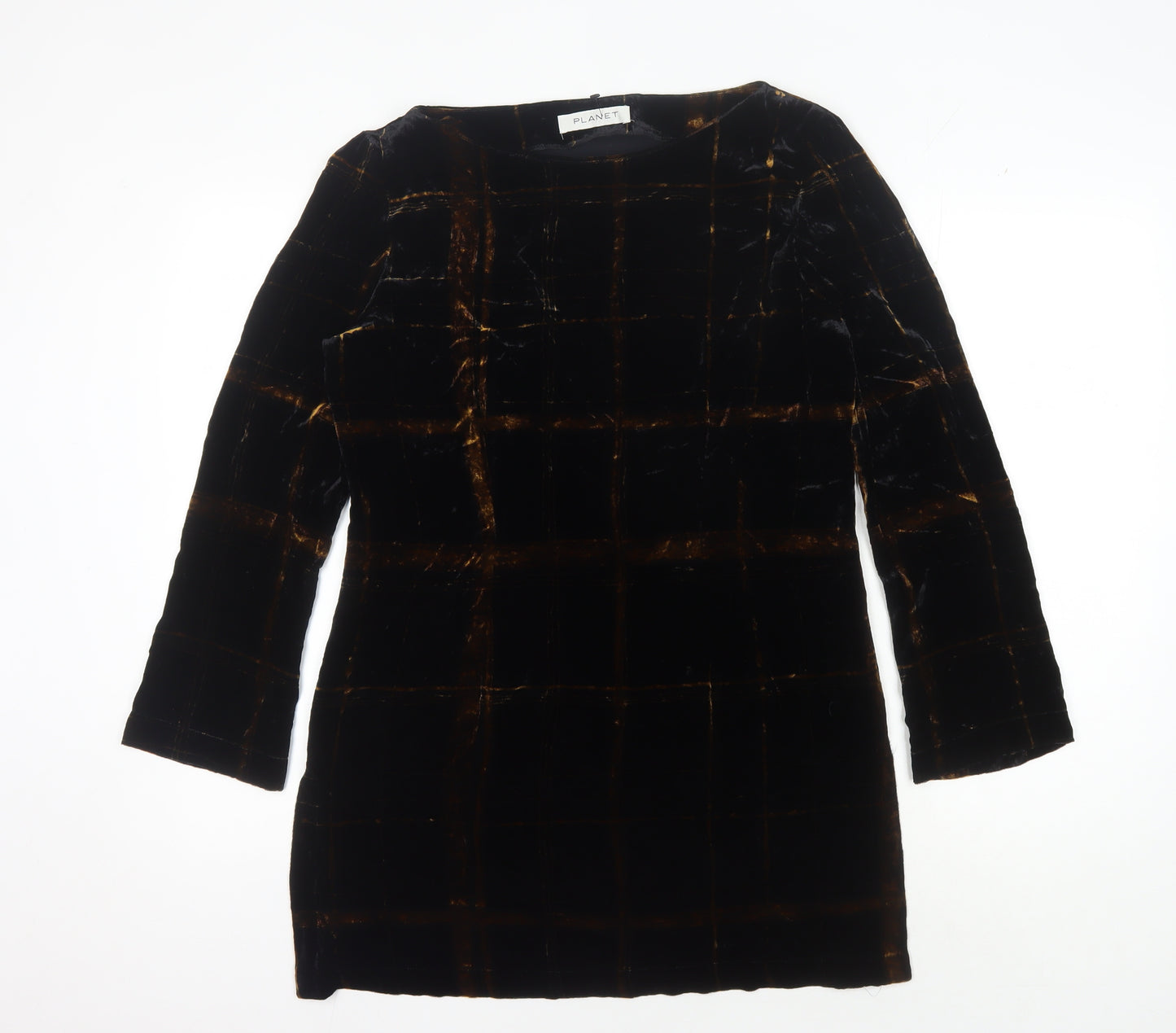 Planet Women's Black Check Velvet Dress Size 10