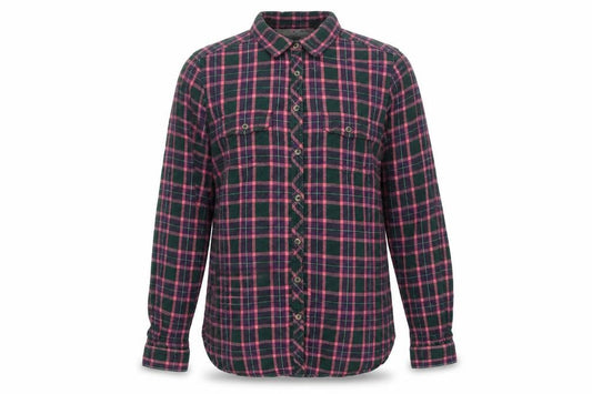 Front view of FatFace Women's Multicoloured Plaid Button-Up Shirt
