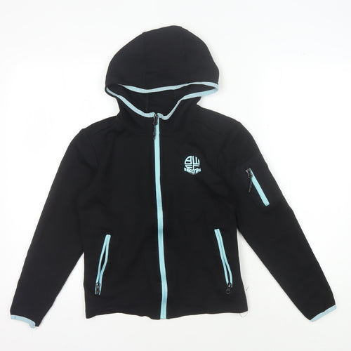 BWEC Girls Black Hooded Track Jacket, 10-11 Years, Activewear