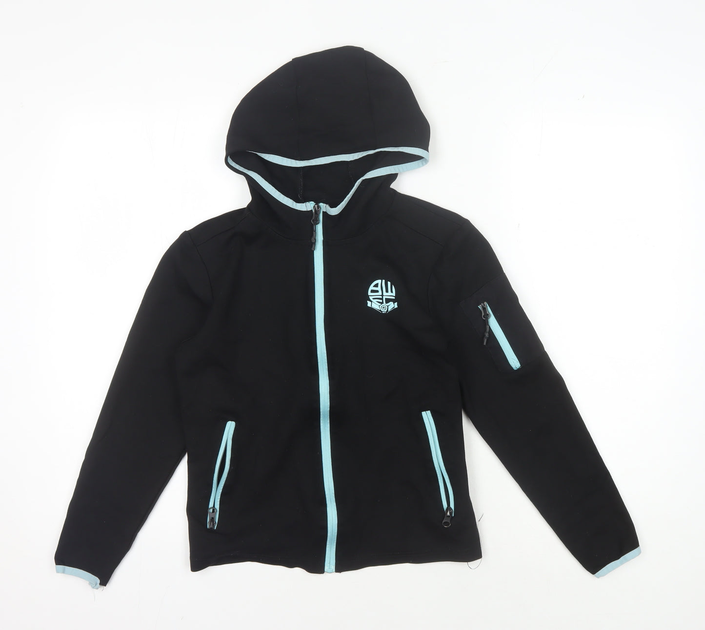 BWEC Girls Black Hooded Track Jacket, 10-11 Years, Activewear