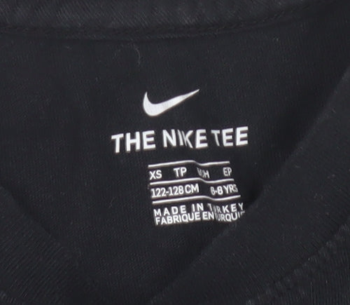 Nike Girls Black Graphic T-Shirt 6-7 Years Sports Style