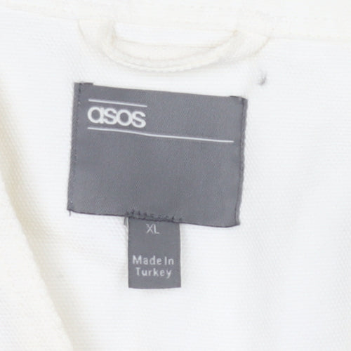 ASOS Men's White Cotton Waistcoat XL with Pockets