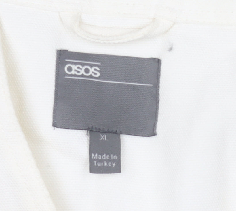 ASOS Men's White Cotton Waistcoat XL with Pockets